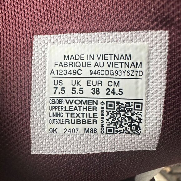 ✨✨Converse Chuck Taylor All Star Wedge Leather 7.5 Womens Shoes Burgundy A12349C - Picture 10 of 12